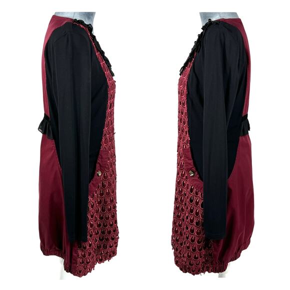 Milly New York Y2K Whimsigoth Dress Medium Burgundy Black Lace Overlay Beads - Picture 13 of 16